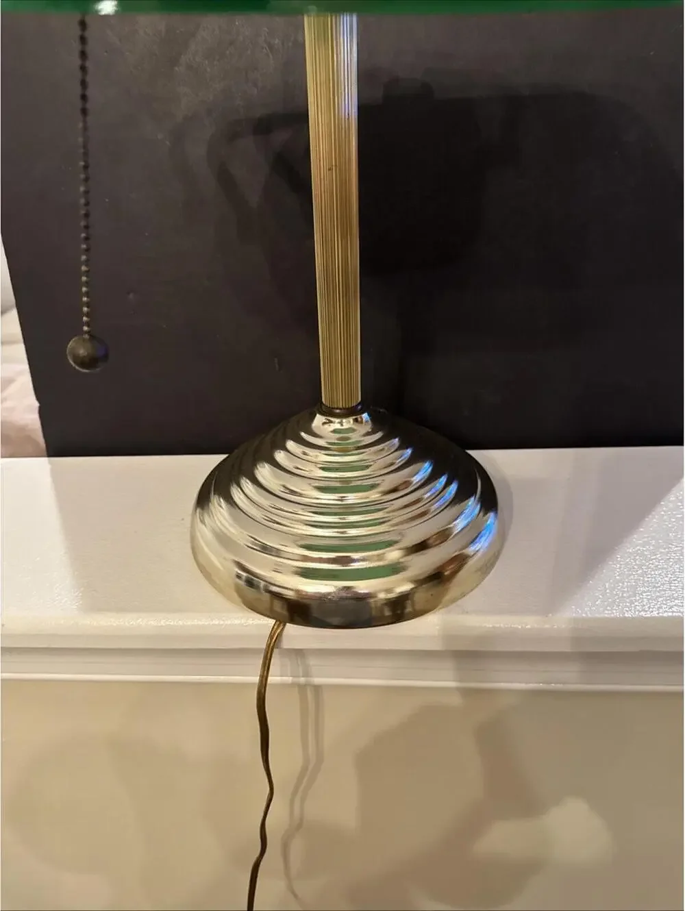 Vintage Bankers/Library/ Underwriters Desk Lamp Emerald Shade Pull Chain 13.5” H